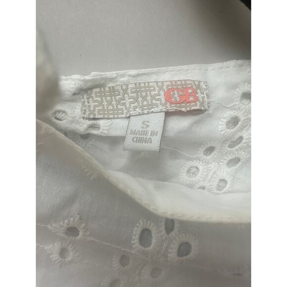 GB White Cropped Tie in the Back Eyelet Long Sleeve Blouse, Boho, Beachy - Picture 6 of 7